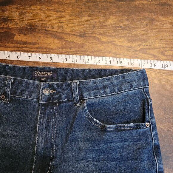Threadgrit Jeans Mens 34x32 Measures 34x30 Relaxed Straight Medium Dark Wash - Picture 7 of 11